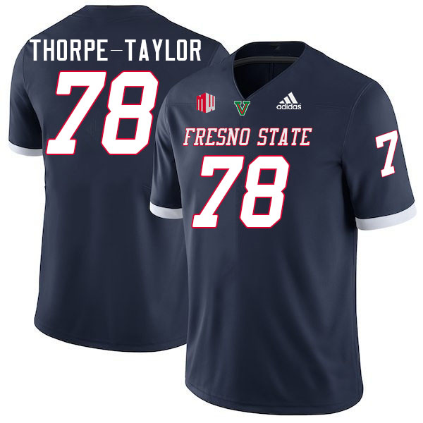 Fresno State Bulldogs #78 Marquise Thorpe-Taylor College Football Jerseys Stitched-Navy Fresno State Bulldogs #78 Marquise Thorpe-Taylor College Football Jerseys Stitched-Navy